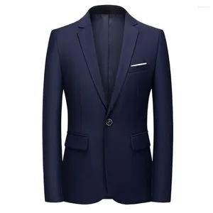 Men's Suits Single Button Men Suit Jacket Notch Collar Gentlemen Blazer Casual Blazers Autumn Spring Fashion Slim Asian Size