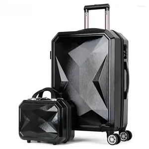Resväskor diamantbagage resa kvinnlig universell hjulstudent dra stång manlig koreansk läder resväska svart walizki