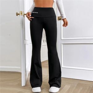 Yoga Outfit Yoga Women High Waist Fitness Training Cotton Elasticed Wide Leg Flare Leggings Sports Tights Pants without Pockets 231011