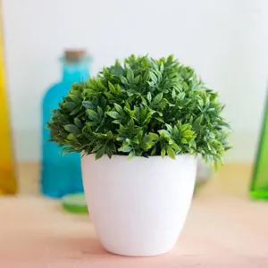 Decorative Flowers Artificial Plants Green Bonsai Small Tree Pot Fake Flower Potted Ornaments For Home Garden Party Craft Plant Decor