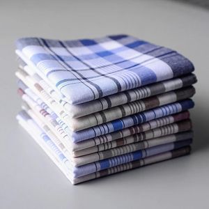 Cravat 5Pcs/lot Square Plaid Stripe Handkerchiefs Men Classic Vintage Pocket Cotton Towel For Wedding Party 38*38cm Random 231012