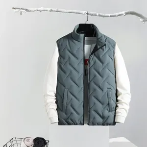 Gilet da uomo Gilet da uomo anti-pilling Cappotto con colletto alla coreana ispessito per giacca calda invernale con cerniera tinta unita imbottito in cotone