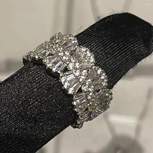 Cluster Rings Luxury 925 Sterling Silver Wedding For Women Ladies Trendy Shiny Zircon Bridal Promise Finer Ring Jubileum