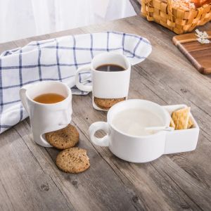 Copos de biscoito de cerâmica superior canecas de cerâmica xícara de café criativo biscoitos de leite sobremesa xícaras de chá canecas de armazenamento inferior 4 estilos