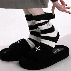 Мужские носки унисекс для мужчин и женщин в полоску с дырками в стиле Liuling, средняя трубка, хлопок, размеры 36-44