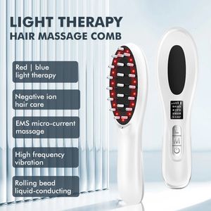 Haarbürsten EMS Elektrischer Massagekamm Vibration LED Rotlichttherapie Haarmassage Kopfhautbürste für Haarwachstum Anti Haarausfall Haarpflege 231012