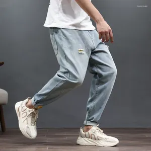 Jeans da uomo 2023 Autunno marchio di moda indossato Harlan Oversize buco allentato luce stile Hong Kong Hip Hop originale pantaloni a gamba piccola