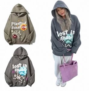 Pianeta rotta con cappuccio grafica grafica tee designer con cappuccio uomo y2k hoody in schiuma 3d graffiti lettere maglione hip hop harajuku felpe da donna pullover donna long maniche k6nc#