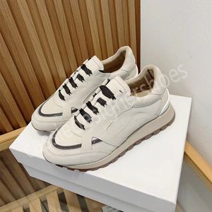 Brand Brunello Lace Up Sneakers for Women Size 35-40 Fashion Wedge Heels Crystal Diamonds Spring and Autumn Casual Shoes Sport Shoes Outdoor Unsiex Couple Shoes 2023