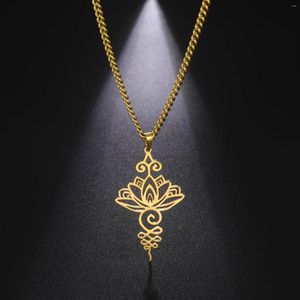 Hänge halsband lotus blomma unalome halsband mode hippie yogasymbol rostfritt stål smycken