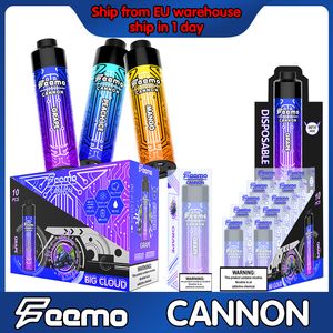 10000 puffs Vape starter kit 0.5 ohm Big Cloud vapor Feemo Cannon 18ml capacity disposable e cigarette hot sells mesh coil with EU Shipping wholesale price