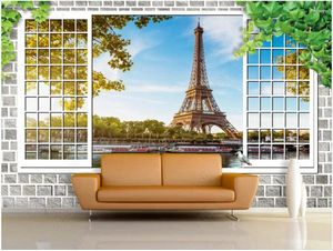 Bakgrundsbilder PO TAPET 3 D Anpassad väggmålning av Eiffeltornet från Window Home Decor vardagsrum för väggar i rullar