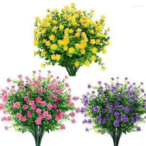 Decorative Flowers Fake Artificial Real Touch Bouquet UV Resistant Shrubs Plants No Fade Faux Plastic Home Garen Decors