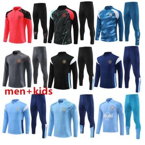 2023 2024 Homem City Tracksuit Haaland Half Zip Treinamento Terno Homens Kids Kit 23 24 De Bruyne Mens Futebol Tracksuits Sportswear Futebol Survatment Foot Chandal