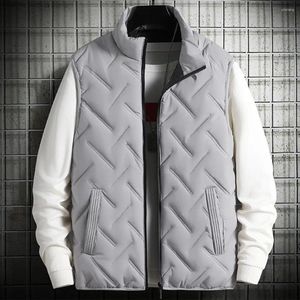 Gilet da uomo Plus Size Gilet senza maniche da uomo Giacca con cerniera spessa Tinta unita Cappotto invernale imbottito in cotone casual