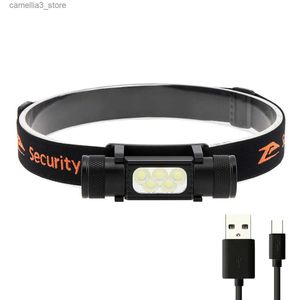 Head lamps SecurityIng Super Bright Headlamp 2420LM USB C Rechargeable Headlight 5x P8 LED Headtorch 6 Modes Powerful Head Lamp Flashlight Q231013