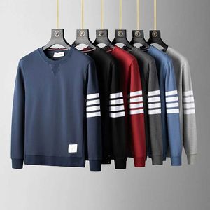 Yarn Dyed Knitted Four Bar Spring Autumn Round Neck Pullover Sweater For Men And Women Trendy Brand Korean Pure Cotton Sports Jacket