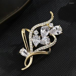 Brooches SUYU Fashionable Copper Micro Inlaid Cubic Zirconia Brooch Corsage Women's Cardigan Coat Pins Silk Scarf Button Flower