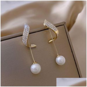 Elegant Imitation Pearl Dangle Earrings For Women Crystal Long Tassel Exquisite Drop Earring Wedding Jewelry Dhgarden Otrnj
