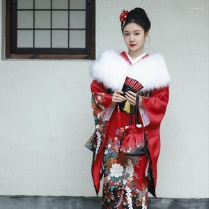 Ethnische Kleidung 2023 Traditionelle japanische Kimono Yukata Robe Mädchen Kleid Frau Blumendruck lang mit Handtasche Japan Cosplay 31276