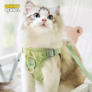 Cat Collars Leads CAWAYI KENNEL Pet Harness Leash Set Training Walking Leads for Small Cats Dogs Cute Harness Collar Adjust Harness Leashes Set 231011