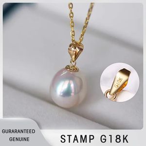 Pendanthalsband Nymf Pure 18K Yellow Gold Necklace AU750 Natural Freshwater Pearl Trendy Party Gift Real Fine Jewlery for Women D222 231011