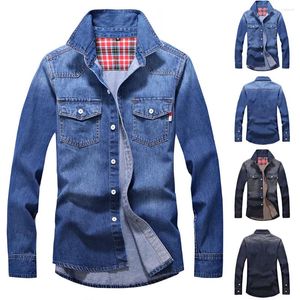 Jaquetas masculinas roupas de negócios outono homens inverno lavagem jaqueta vintage angustiado velo top blusa denim casaco grosso