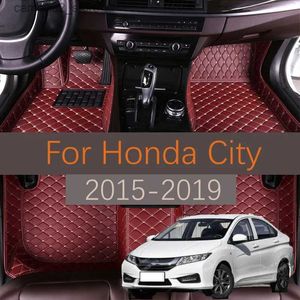 Floor Mats Carpets Custom Leather Car Floor Mats For Honda City 2015 2016 2017 2018 2019 Automobile Carpet Rugs Foot Interior Pads Accessories Q231012
