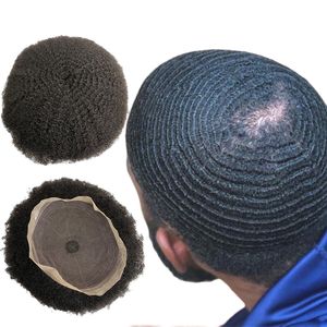 TOUPEE4mmフルレース波＃1bナチュラルブラックマレーシアのバージン人ヘアヘアピース8x10 Toupee Full Lace Unit for Black Men