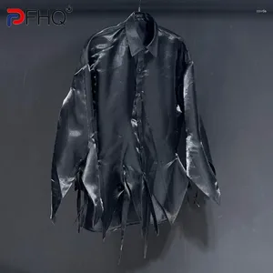 Camicie casual da uomo PFHQ Batshirt irregolare divisa maschile Design di nicchia Tinta unita monopetto Moto traspirante Autunno Creatività Top