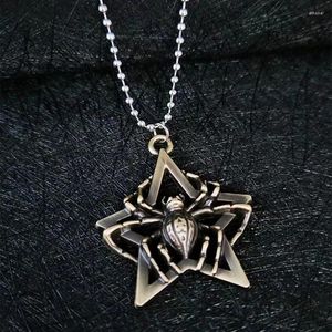 Pendant Necklaces Five-pointed Star Spider Necklace For Women Girls 2023 Vintage Gothic Punk Adjustable Neck Chain Jewelry Party Gifts