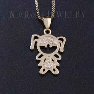 Pendant Necklaces Ranos Lovely Boy Girl Necklace Charm Cubic Zircons Family Mom Dad For Women Fashion Jewelry NQM007244