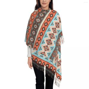 Lenços Indiana Tribal Listrado Asteca Xale Wraps para Mulheres Inverno Longo Lenço Macio Vintage Boho Estilo Reversível Tassel