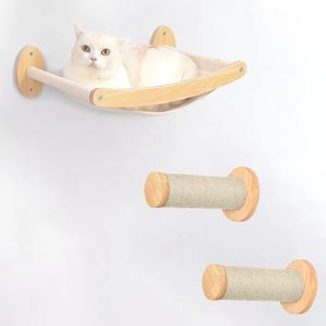 猫家具スクラッカー猫ハンモックの壁マウントクライミングシェルフセット木製シェルフの止まり、眠るためのプレミアムキティ家具を引っ掛ける231011