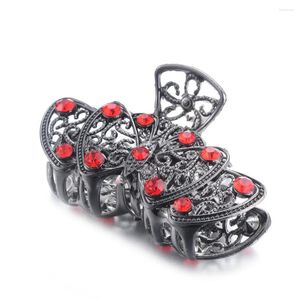 Hair Clips 1Pc Fashion Red Big Hairpin Claw Crystal Butterfly Clip Metal Rhinestone Crab Accessories Female Wedding Jewelry Gift