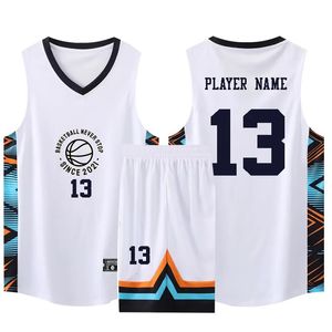 Utomhus T-shirts Youth Men Kids Basketball Jersey Big Size Quick-Dry Breatble Training Set Vest and Shorts Namn Nummer Sponsor 231012
