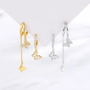 Stud Earrings 2023 S925 Pure Silver White Fritillaria Bow For Women's Fashion Commuter Short Asymmetric Tassel