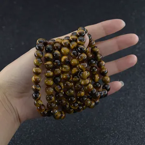 Pulseira de olho de tigre natural, 4mm 6mm 8mm 10mm 12mm, contas de energia de cura com pedras preciosas, elástico, pedra elástica, contas redondas