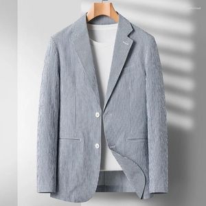 Ternos masculinos tendência high-end bonito casual fezes oeste 2023 primavera e verão juventude moda micro rugas bolha terno jaqueta