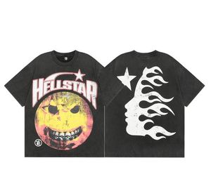 Hellstar T Shirt Rappe Męskie kobiety Tshirt Rapper Wash Grey Heavy Craft Unisex krótkie rękaw Top High Street Fashion Retro Hell Women T-Shirt Designers Trees Rozmiar S-XL0