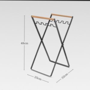 屋外の家庭ごみラック折りたたみ可能なキッチンデブリ収納ラックビニール袋ホルダー木製ハンドル鉄のごみハンガー