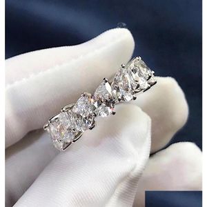 Pierścień Solitaire 925 Sterling Sier Sier Dropshypapeed Row Diamond Platinu Moissanite zaręczynowy Pierścienie dla kobiet Prezent192Q9085795 DHSGC