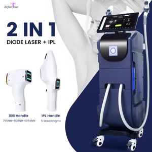 Remoção de cabelo de alta qualidade 3 comprimentos de onda IPL Tratamento de acne para costas 530NM Rejuvenescimento da pele para mulheres 755nm para equipamentos de beleza de cabelos loiros