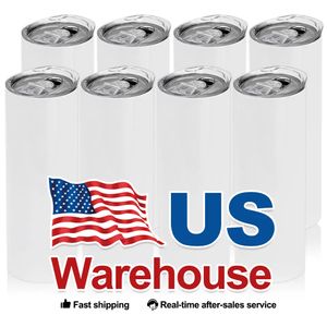 us/ca stocked 20オンスの昇華ブランクタンブラー隔離マグカップとストローステンレススチールコーヒーテルムズカップ25pc/carton