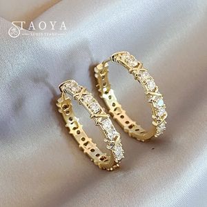 Studkoreansk mode Simple Zircon X Metal Hoop Earrings For Woman 2023 Neo Gothic Girls Luxury Jewelry Wedding Party Set Accessories 231012