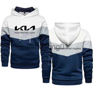 Erkek Hoodies Sweatshirts İlkbahar ve Sonbahar Yeni Kia Araba Baskı Hip Hop Erkek Kontrast Yaması Cep Erkekler Hoodie Sweatshirt Erkek Sokak T-Shirt X1012