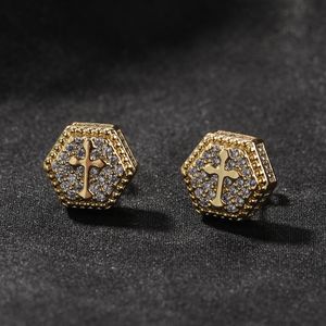 Herren Kreuz Ohrringe Silber Gold Ohrstecker für Damen Hip Hop Quadrat Diamant Ohrringe Schmuck
