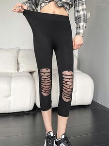 Kobiety legginsy siatka seksowna czarna capris mid-calf love bowknot koronki jeggingi elastyczne fitness legginsy sportowe gym