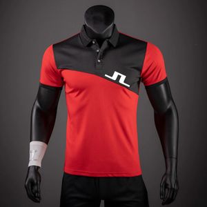 Herren-Poloshirts J Lindeberg Golf Fashion Herren-POLO-Shirt, kurzärmelig, Sommer, gestreift, Patchwork-Druck, lässig, atmungsaktiv, Herren-T-Shirt, Herren, 231011