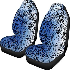 Bilstol täcker blå gradient leopard tryck universell front hink skyddare uppsättning av 2 dekor tillbehör passar fordon